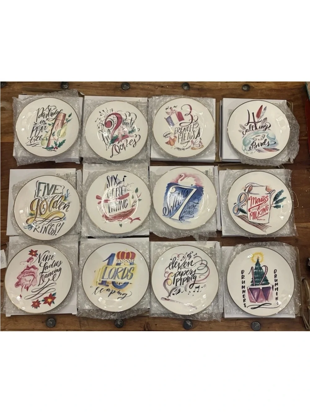 Mary & Martha 12 Days of Christmas Dessert Plates Complete Set of 12 NIB